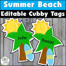 Editable Summer Beach Cubby Tags | Locker Labels | Made By Teachers