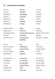 La seule différence c'est que dans le niveau 1 tout est oralisé. Vocabulaire Francais Anglais Americain Les Jours De La Semaine Apprendre Le Portugais Francais Portugais Portugais