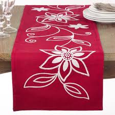 Holiday Poinsettia Table Runner Saro Lifestyle 6010 R1672b In 2020 Poinsettia Table Runner Holiday Table Runner Christmas Table Runner