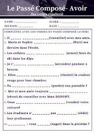 Le Passe Compose Avoir Regulier French Language Lessons French Worksheets Regular Verbs
