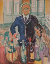 эдвард мунк Self Portrait Between The Clock And The Bed Edvard Munch Self Portrait With Bottles Ca 1938 Edvard Munch Art Painting