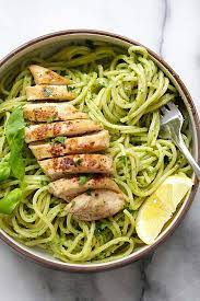 Pesto Pasta With Chicken Easy Pasta With Basil Pesto And Grilled Chicken Loaded With Yogurt And Parmesan Cheese Pesto Chicken Pasta Pesto Pasta Easy Pasta