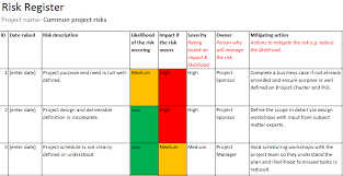 Use it to evaluate up to three providers based on important criteria including: 20 Common Project Risks Example Risk Register