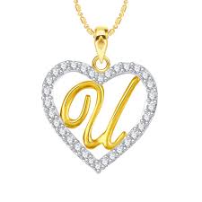 Alphabet capital a to z letter logo design. Buy Vshine Gold Plated Alphabet U In Heart Pendant For Women Made With Cubic Zirconia Vspg1432u At Amazon In