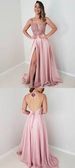 Backless Pink Lace Top Prom Gown From Sugerdress In 2020 Prom Dresses Long Pink Prom Dresses For Teens Satin Evening Dresses