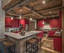 shocking red black and white kitchen