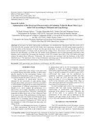 Pdf Optimization Of The Electrical Characteristics Of Cadmium Telluride Based Thin Layer Solar Cell According To Thickness And Gap Energy