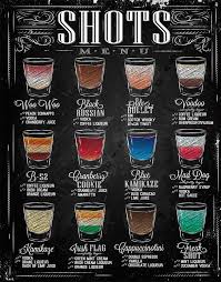 Shots Menu Large Metal Tin Sign Poster Retro Style Wall Art Pub Bar Decor Alcohol Drink Recipes Drinks Alcohol Recipes Alcoholic Drinks