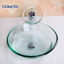 This glass circular vessel bathroom sink with faucet is a strong, 0.75″ thick, basin of tempered glass; Home Improvement Retro Faucet Bathroom Tap Combo Set Tempered Glass Hand Paint Vessel Sink Basin Home Garden