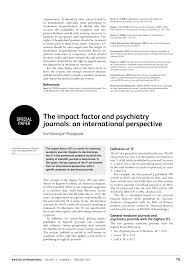Par takita, 250 vues, dernier post 18 août 2020 par takita. Pdf The Impact Factor And Psychiatry Journals An International Perspective