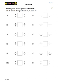 Latihan soal pecahan kelas 4 sd bab 1. Membandingkan Pecahan Worksheet