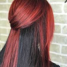 'if you strip the tone out of black hair, you initially end up with a deep red brown colour, but bright colours will not show up. 10 Popular Red And Black Hair Colour Combinations