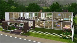 The modern style combines sharp angles with lower or single pitched rooflines. Mod The Sims Modern Perspective Open Plan Modern Family Home No Cc