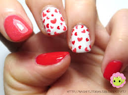 10 nail set from the following sizes: Nashi Tutorials Valentine S Day Nail Art Easy Pink And Red Hearts