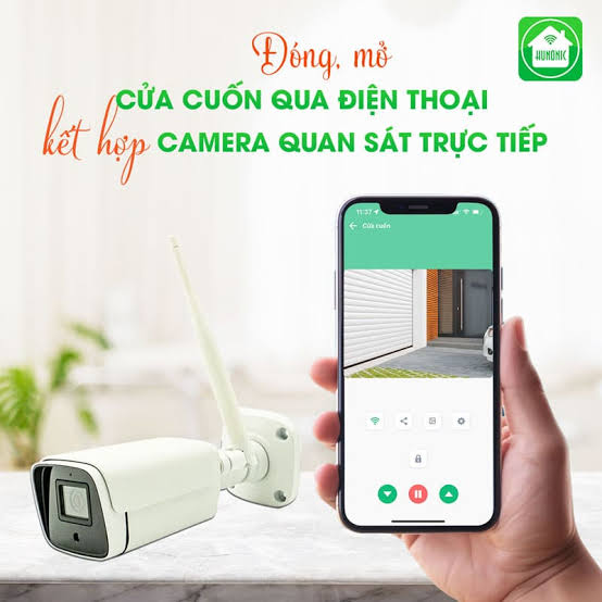 Combo Công Tắc Cửa Cuốn Hunonic Màu Trắng Kết Hợp Camera Icat Outdoor