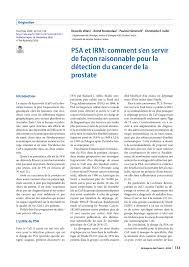 Check spelling or type a new query. Pdf Psa Et Irm Comment S En Servir De Facon Raisonnable Pour La Detection Du Cancer De La Prostate