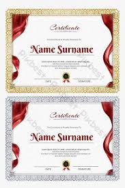Sertifikat dengan bentuk modern selanjutnya yaitu. Cute Elegant Certificate Design Template With Red Silk Decoration Psd Free Download Pikbest