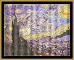 Cross stitch patterns of famous paintings. Cross Stitch Craze Famous Paintings In Cross Stitch Diy Art Cross Stitch Art Cross Stitch Starry Night Van Gogh