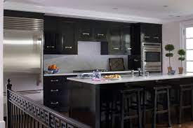 A pasta faucet and convection add customized function to. Glossy Black Kitchen Cabinets Transitional Kitchen Northworks Architects