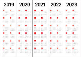 Year 2019 2020 2021 2022 2023 Calendar Vector Design Template Royalty Free Cliparts Vectors And Stock Illustration Image 108575330