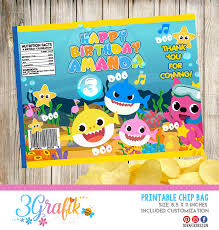 There will be 6 favor tags on the pdf file so you get plenty of tags per print. Baby Shark Chip Bags Party Supplies 3grafik Com
