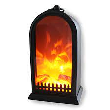 Metallic led lantern with fireplace effect that makes for a romantic and warm atmosphere! Led Fireplace Lantern Battery Operated 26cm Buy Online At Qd Stores