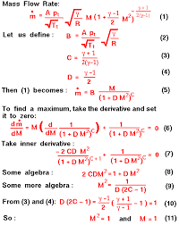 Flow area, in m^2 m: Mass Flow Rate Equations