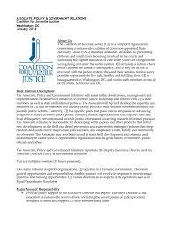 They are responsible for the following Associate Policy And Government Relations