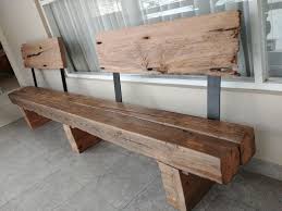 In our online store, you'll find a wide range of matching tables, chairs, dressers and more. Rustic Bench 3m Industrial Oak Wood Beams With Recycled Teak Wood Backrest Wood Beam Bench Beam Bench Wood Bench