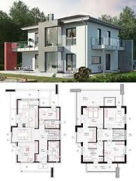 Stadtvilla Modern Mit Walmdach Architektur Loggia Fassade Rot Grau Weiss Einfamilienhaus Bauen Grundriss Arquitetura Casas Projetos De Casas Arquitetura
