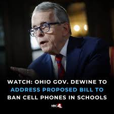 Ohio Gov. Mike DeWine will speak Tuesday to offer support of a bill that  would ban cell phones in schools throughout the state.  https://nbc4i.co/3RGPcac?utm_medium=social&utm_source=facebook_NBC4