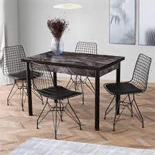 Ailelere, cafelere ve tüm işletmelere özel! Allos Siyah Mermer Gorunumlu Masa Sandalye Takimi Masalar Koctas