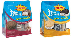 Cheesecake reduced fat ice cream topped with strawberry sauce and graham crunch covered with cream cheese flavored coating drizzled . Blue Bunny Introduces New Bunny Snacks Plus Several New Ice Cream Flavors Brand Eating