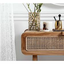 Retro Rattan Console Table Teak Hallway Table Console Table French Console Table Console Furniture