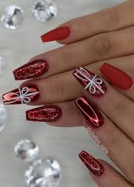 50 Insanely Cute Christmas Nails That You Need To Try This Year In 2020 Coffin Nails Designs Cute Christmas Nails Chistmas Nails