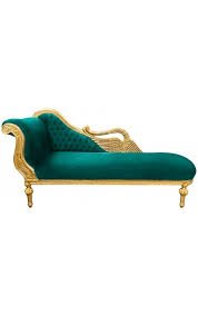 Inside + out modway ore international osp home furnishings room. Grand Chaise Longue With Swan Fabric Green Velvet And Gold Wood