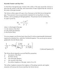 Solved Reynolds Number And Pipe Flow As Fluid Flows Throu