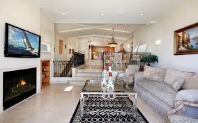 Layer in a patterned rug to give the space more color. Photo Lounge Sitting Room Interior Fireplace Sofa Carpet 3840x2400