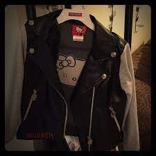Black Hello Kitty Leather Jacket And Skirt Set Leather Jacket Jackets Skirt Set