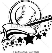 Black And White Baseball Clipart Free Vectors Of Baseball Or Softball With Pennant Black And White Baseball Design Softball Pennant