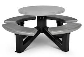 #bench #concrete #landscape_architecture #park #patio #picnic #seat #table. Round Concrete Picnic Table With Steel Frame Belson Outdoors