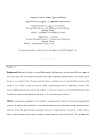 Pdf Domestic Violence And Its Effect On Women
