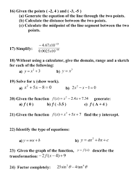 Solved 16 Given The Points 2 4 And 3 5 A Gen Chegg Com