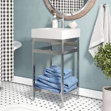 Foshan woto sanitary wares co., ltd specializes in the production of stainless steel and aluminum bathroom cabinet, bathroom vanity, bathroom mirror, decorative stainless steel sheet (pvc film laminated). Ivy Bronx Arverne Stainless Steel Open Console 18 Single Bathroom Vanity Set Reviews Wayfair