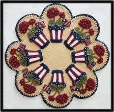 Memorial Daypatriotic American Flag Geranium Penny Rug Candle Etsy In 2021 Etsy Candles Penny Rug Wool Candle Mats