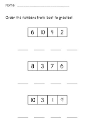 Least To Greatest Ordering Numbers Ordering Numbers First Grade Math Math Journals