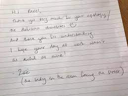 I then walked upstairs and talked to them directly about the issue. Woman Who Blasted Noisy Neighbour For Keeping Her Awake Stunned To Receive Grovelling Apology Note And Box Of Chocolates World News Mirror Online