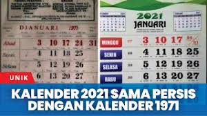 Dalam penanggalan jawa selain tujuh hari (minggu hingga sabtu), ada 5 hari pasaran: Kalender 2021 Sama Persis Dengan Kalender 1971 Youtube