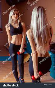 Skinny Blonde Girl Doing Exercises Fitness Stock Photo 417838351 |  Shutterstock