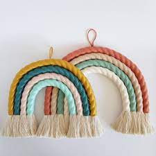 macrame regenboog maat s m eigen kleuren macrame regenboog wandhanger kaartootje diy decoratie kinderkamer regenboog kinderkamer peuterkamer meisjes